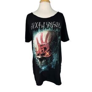FIVE FINGER DEATH PUNCH Womens Relaxed Fit T-shirt Size Large XL Black FFDP